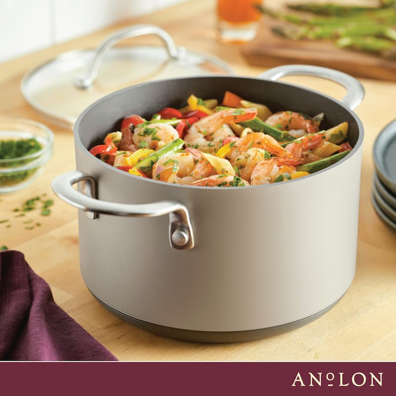Achieve Hard Anodized Nonstick Saucepot with Lid, 4 Quart, Teal