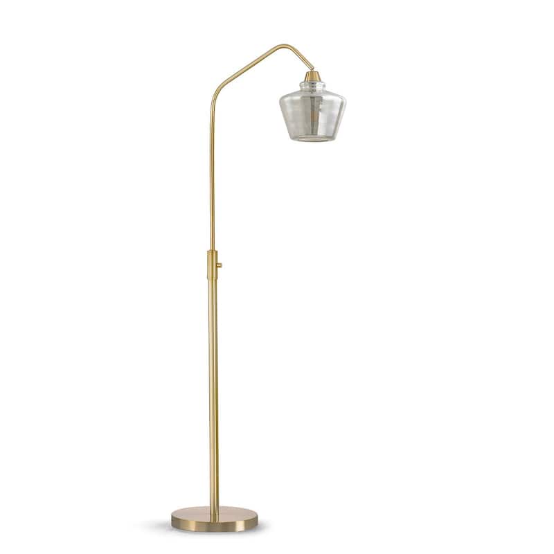 Midtown One Light Glass Shade 66"H Dimmable LED Floor Lamp with Vintage LED Bulb - Brushed Brass/Mercury Glass