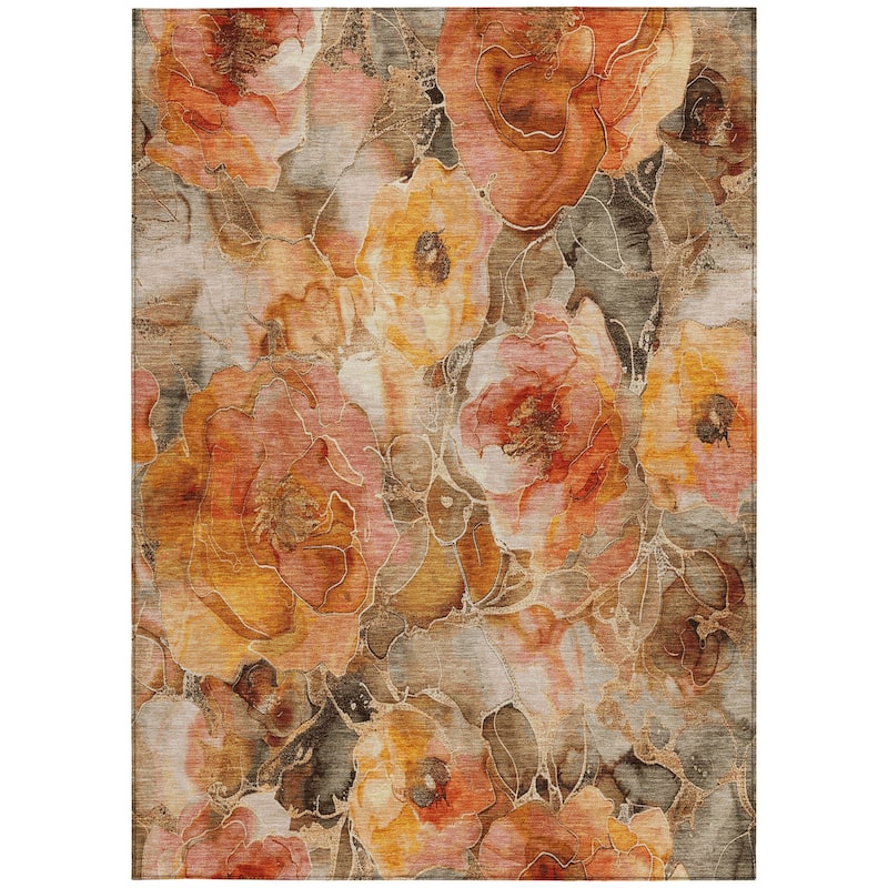 HomeRoots Floral Transitional Rectangle Outdoor Rug