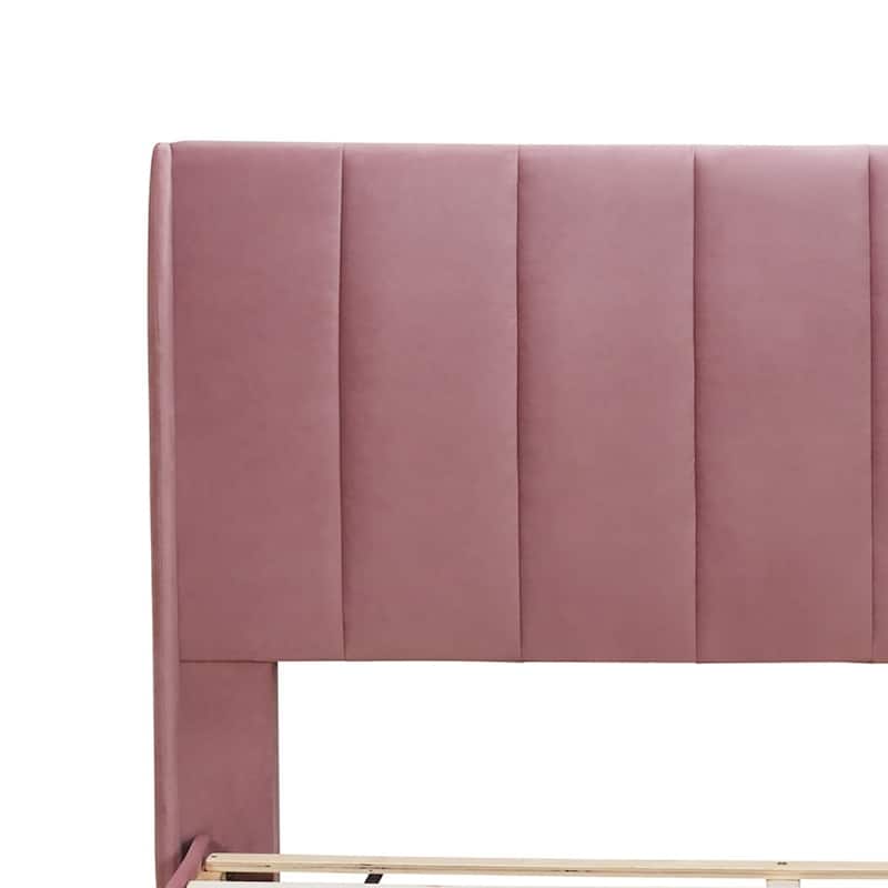Classic Velvet Upholstered Platform Bed with Centre Support Legs