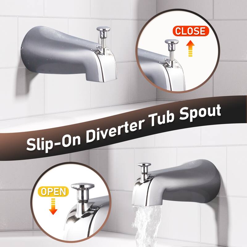 WOWOW Single-Handle 5-Spary Round Shower Faucet with Tub Spout