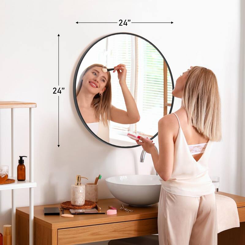 Round Mirror for Wall Decor Wall Mounted Circle Vanity Mirrors with Metal Frame Modern for Bathroom Living Room Entryway Bedroom