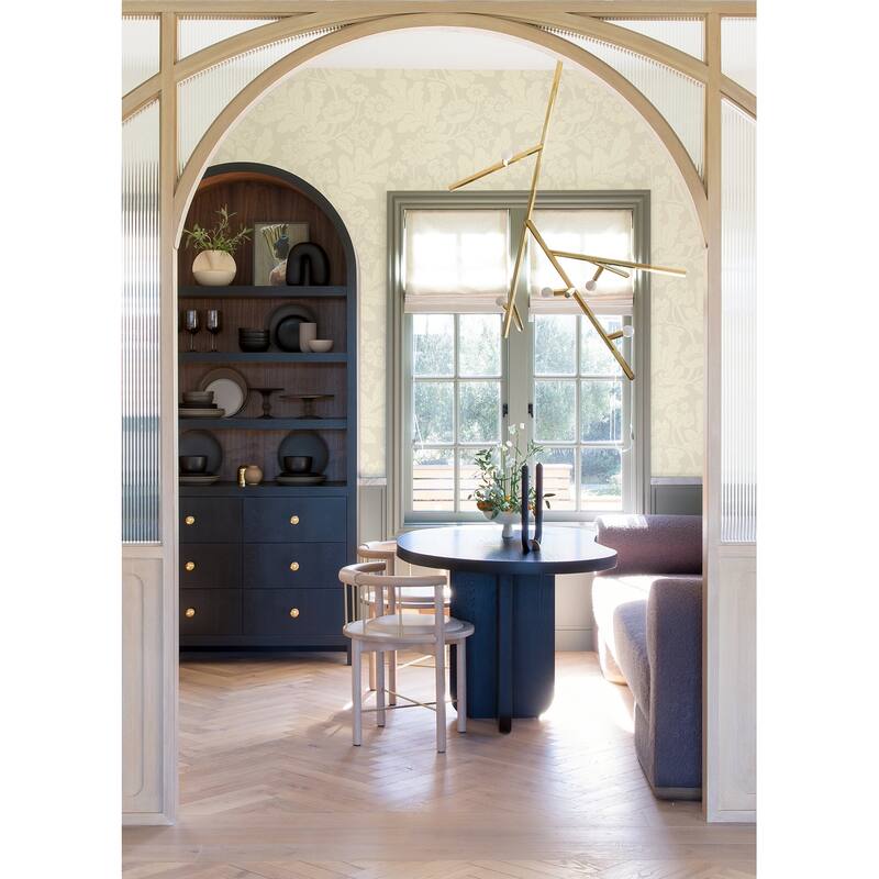 A-Street Prints Augusta White Flock Damask Wallpaper