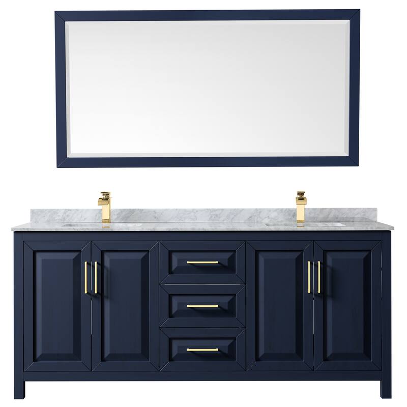 Daria 80-inch Double Vanity, Marble Top, 70-inch Mirror