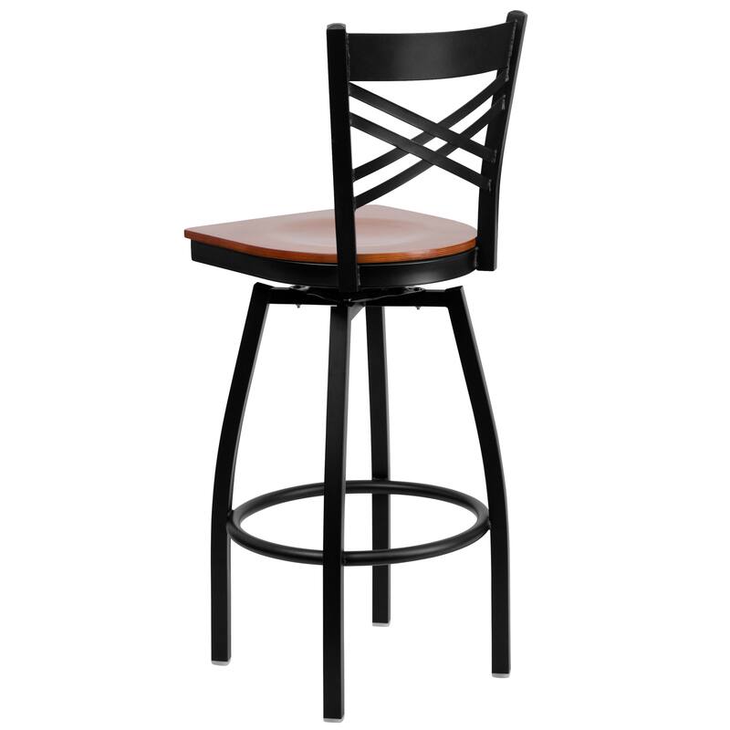 2 Pack ''X'' Back Swivel Metal Barstool - 16.5"W x 20.5"D x 44.5"H - 16.5"W x 20.5"D x 44.5"H