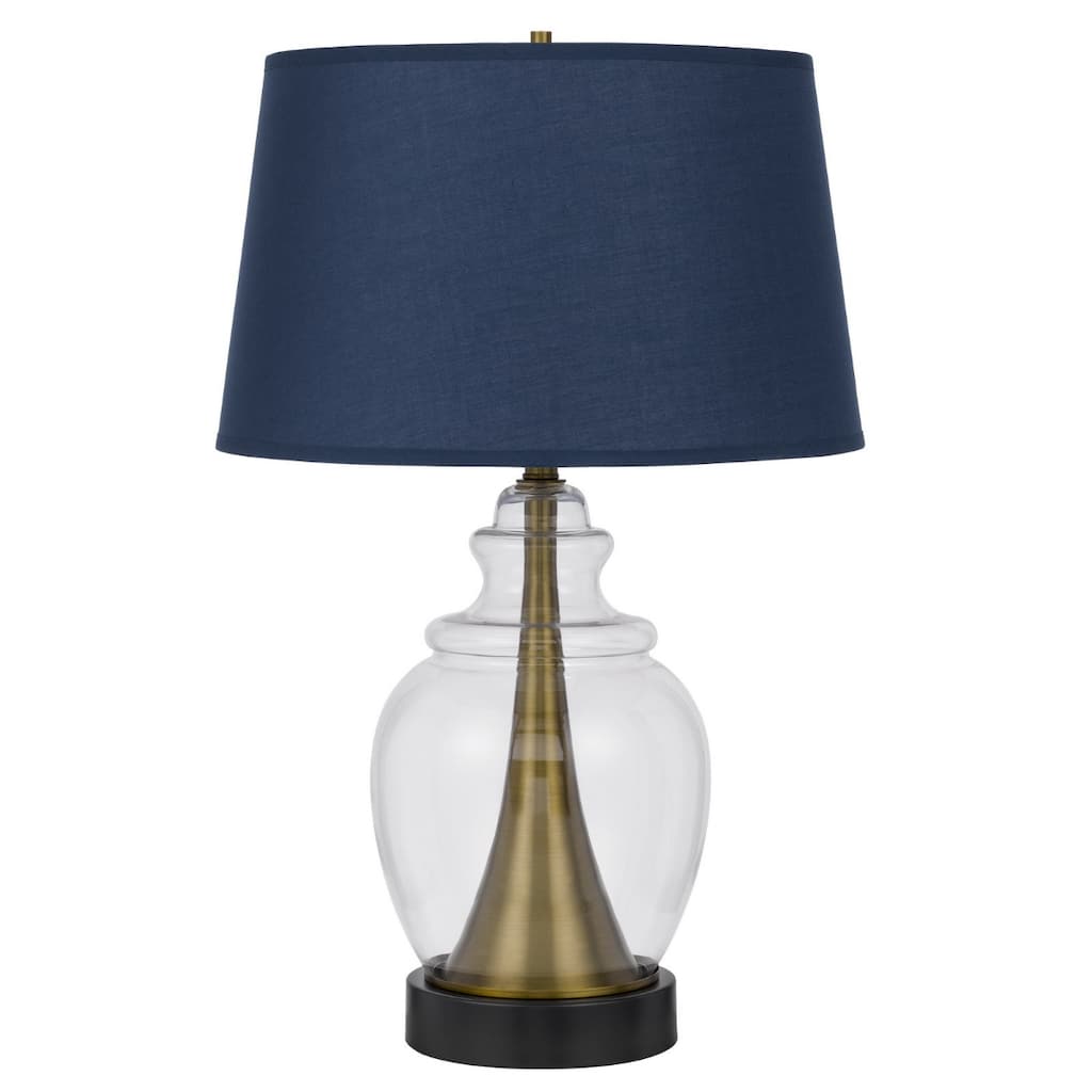 Black Metal Table Lamp with Navy Blue Empire Shade and Urn Base - 19” x 19” x 30” (D x W x H)