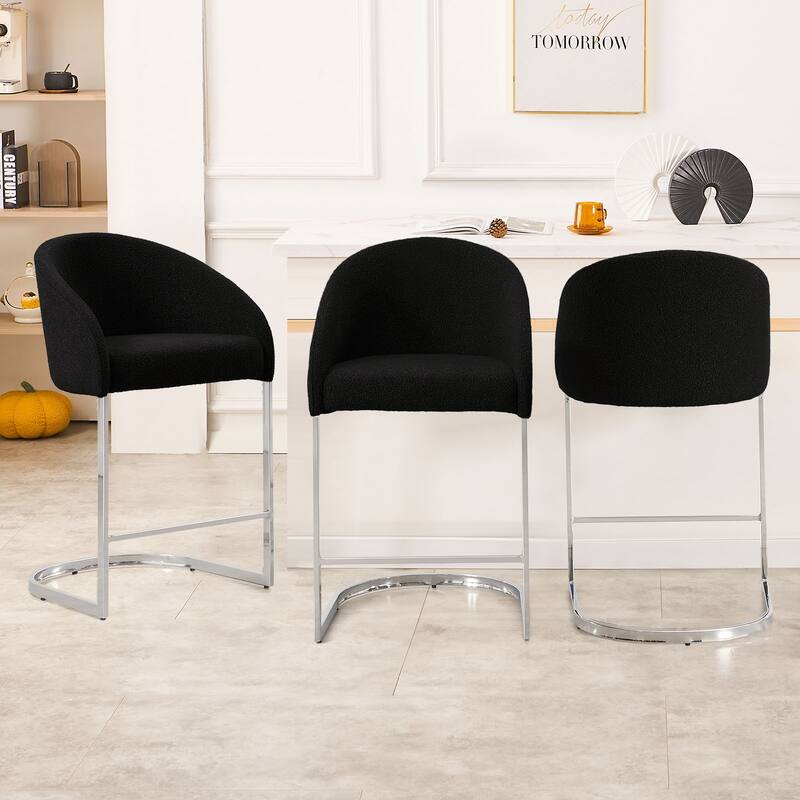 26" Fabric Upholstered Counter Height Bar Stools with Arms - 37" H x 22.4" W x 22" D