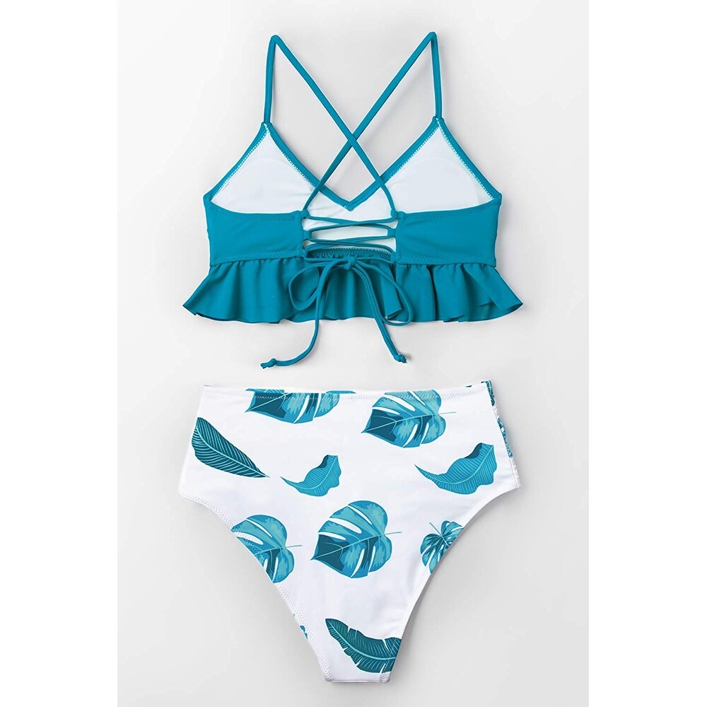 cupshe teal ruffle bikini