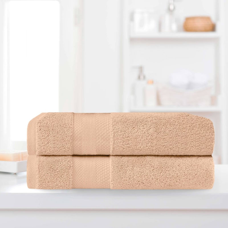 Superior Turkish Cotton Solid Heavyweight Bath Sheet Set of 2 - Hazelnut