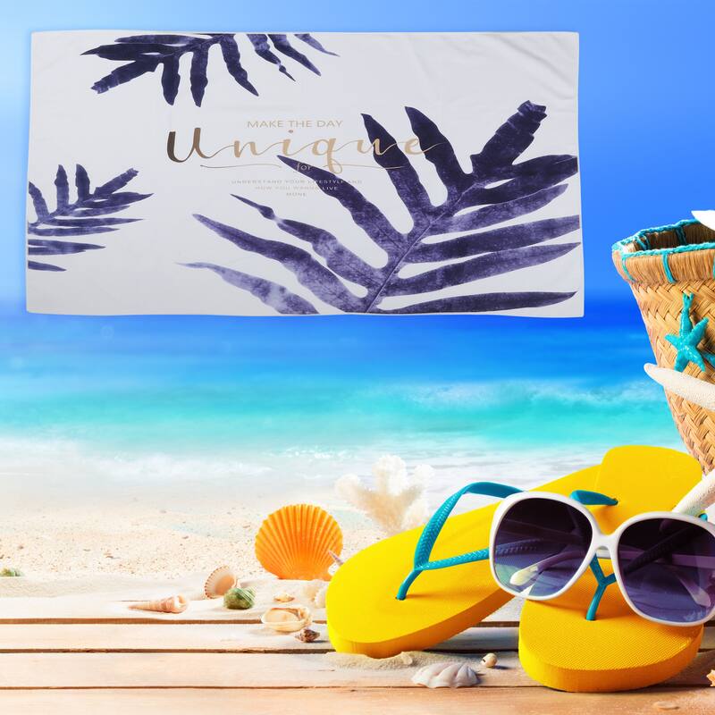 1pcs Soft Absorbent Beach Towel Classic Design for Beach White Purple 55"x28" - White Purple
