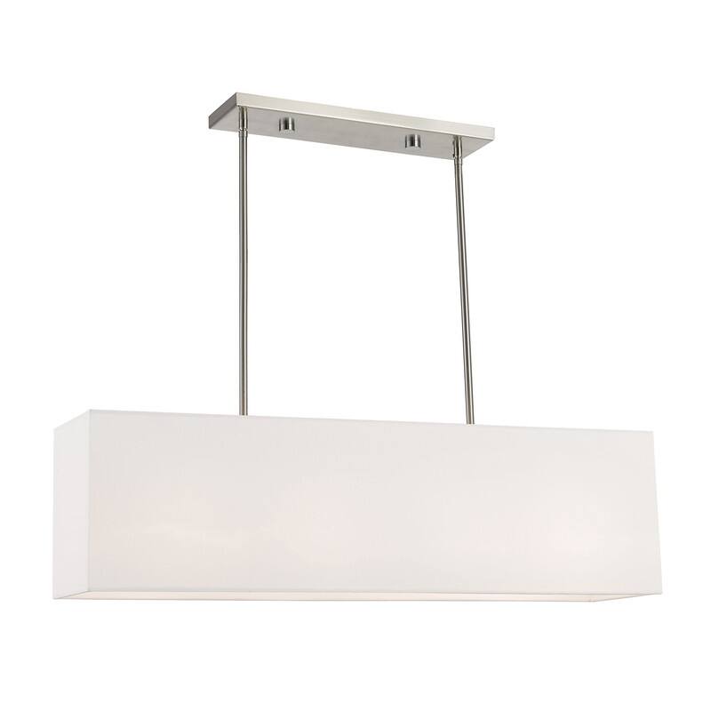 Livex Lighting 4-light Brushed Nickel Indoor Chandelier, 41155-91 - 36" L X 8.5" W X 11.5" - 47.5" ADJ H