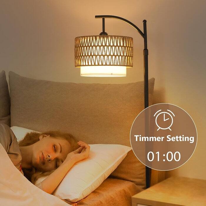 Farmhouse Floor Lamps with Remote & Dimmable Bulb
