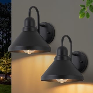 C Cattleya 2-Pack 9.25in Matte Black Gooseneck Outdoor Barn Light Sconce