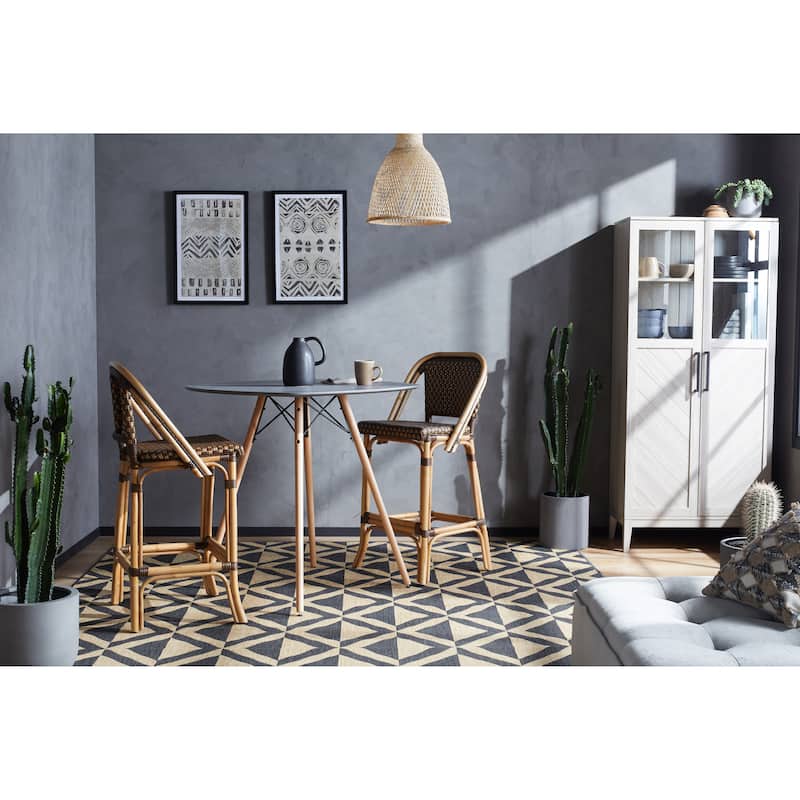 Lila Rattan 28 in. Seat Height Bar Stool with Back and Footrest