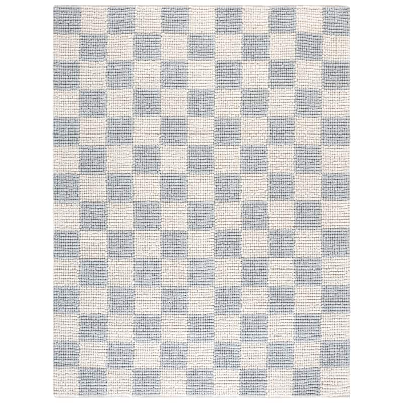 SAFAVIEH Handmade Natura Feodora Farmhouse Wool Rug - 8' x 10' - Light Blue/Ivory