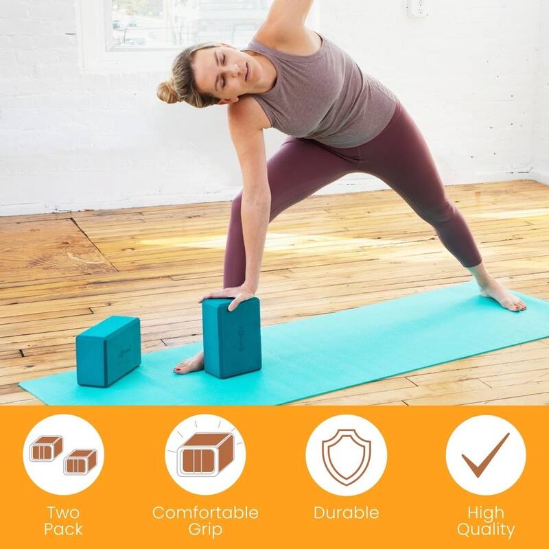 Sol Living Exercise Non Slip Foam Yoga Block 4" x 6" x 9" - 2 Pack
