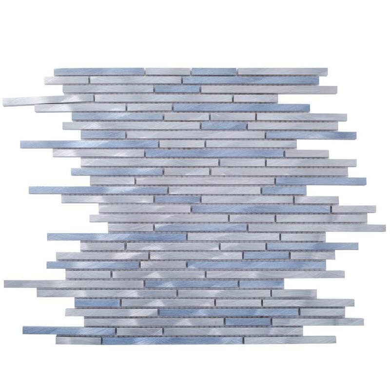 Mason Sleek 1in x 3in Metal Backsplash Wall Tile - Sky - 4 x 4 Sample