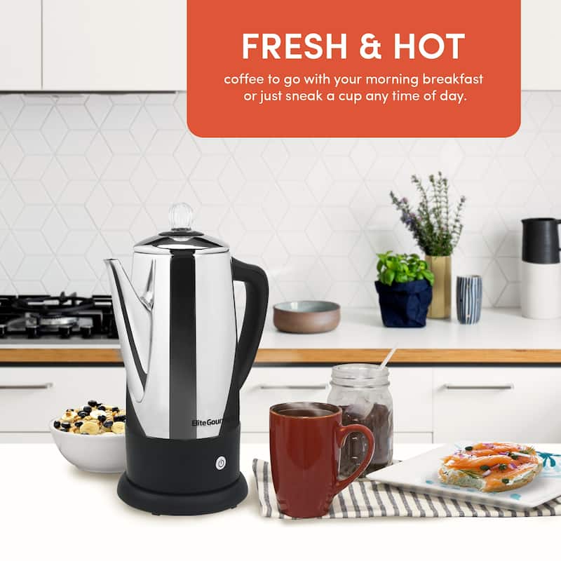 Elite Gourmet Stainless Steel 12 Cup Percolator EC-120
