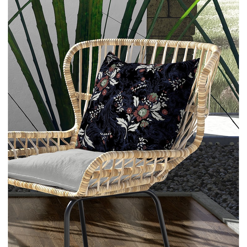 Meadow Strokes Indoor/Outdoor Reversible Throw Pillow Black and Blue