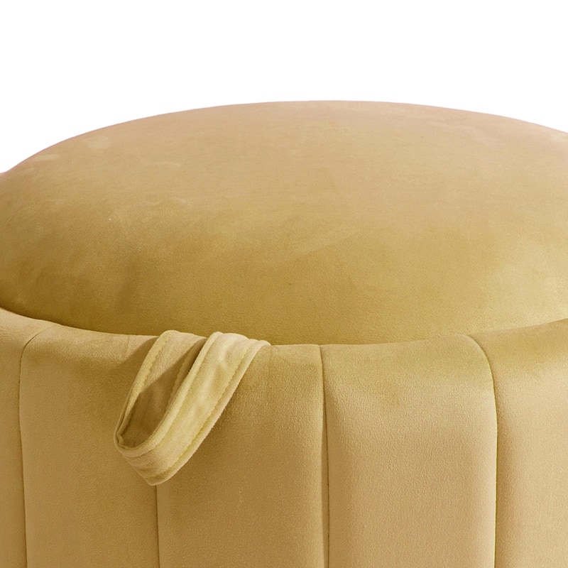 29" Modern Velvet Round Storage Ottoman