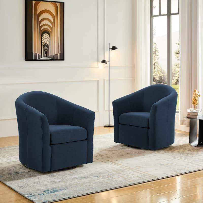 Modern Upholstered Swivel Barrel Chair Living Room Accent Chair
