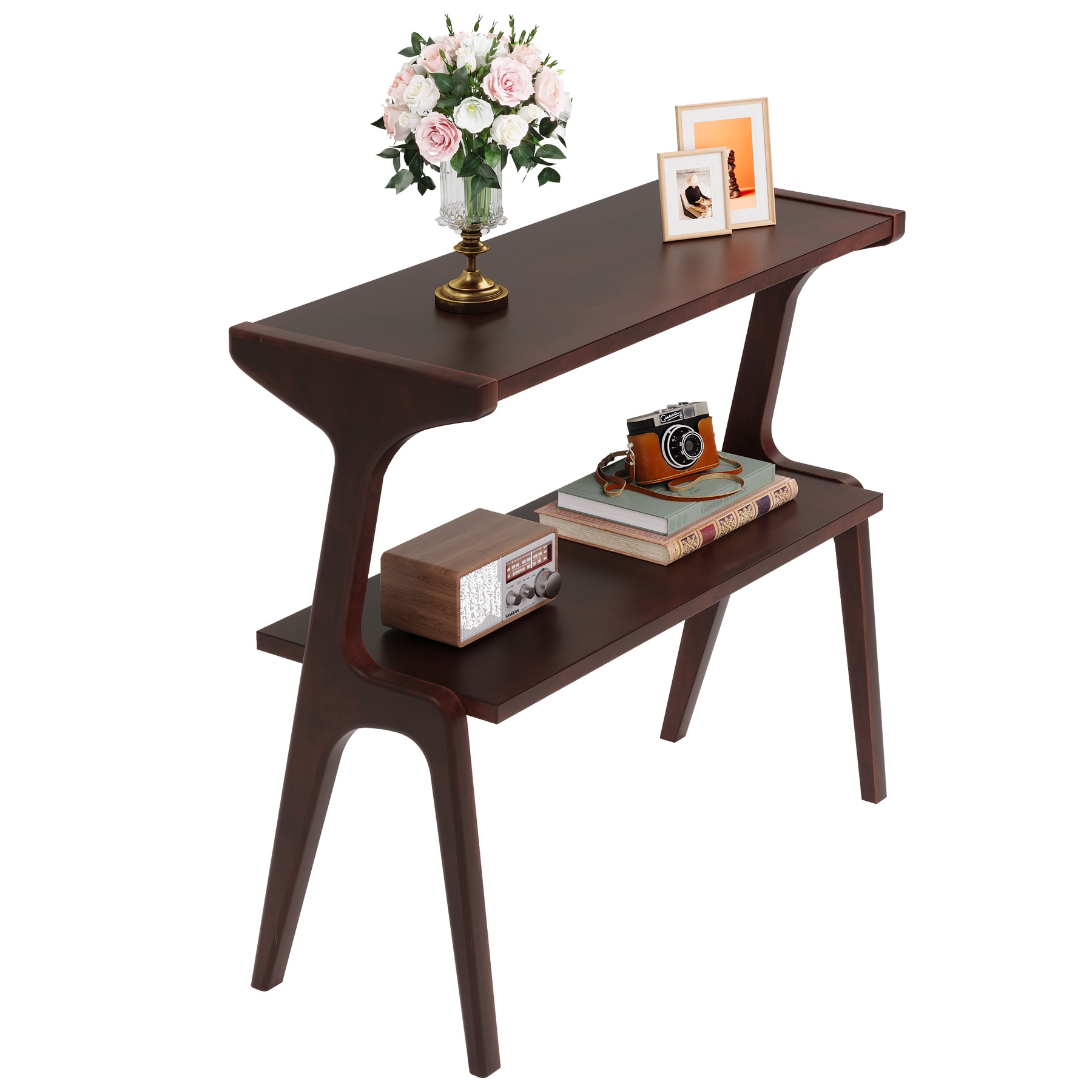 Narrow End Table for Living Room, 2-Tier Slim Sofa Side Table (Set of 2)