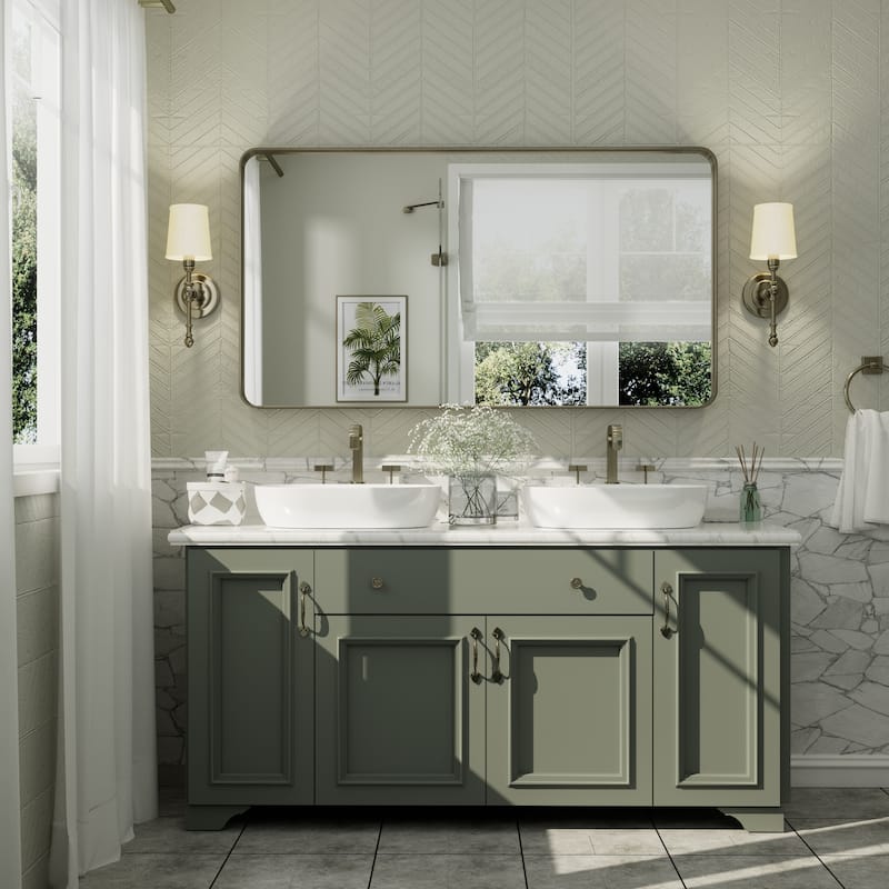 Aluminum Alloy Framed French Cleat Mounted Tempered Glass Wall Vanity Mirror