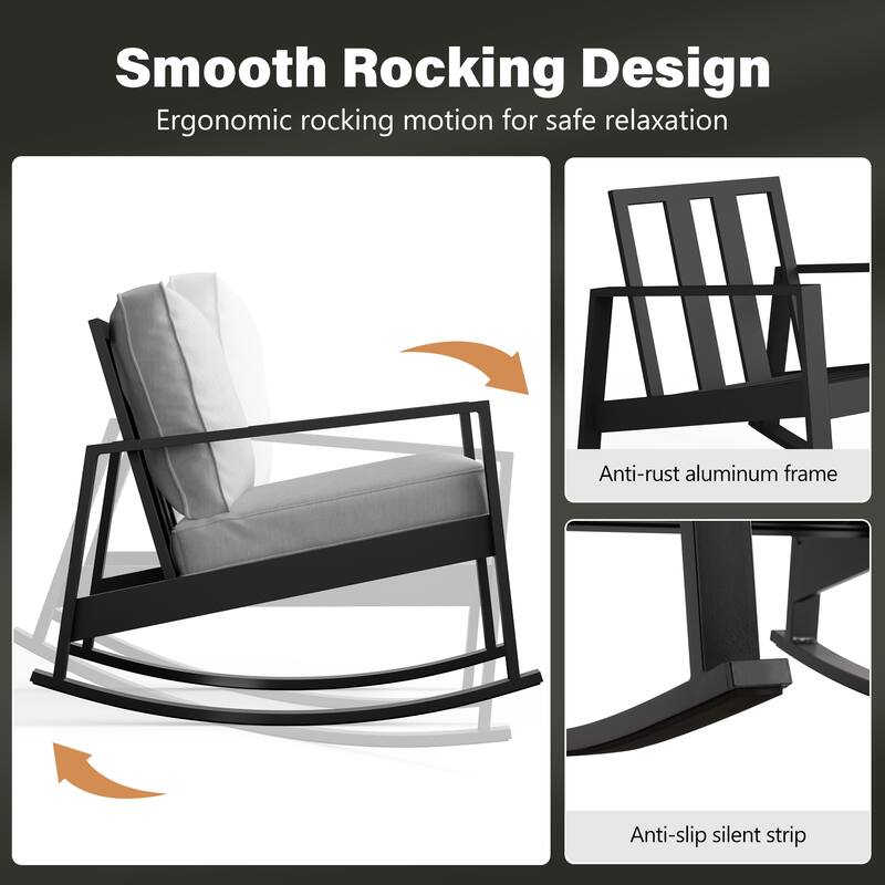 6-Piece Outdoor Sofa Seating Group With Rocking Chairs And Coffee Table