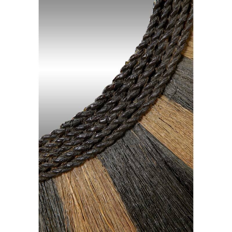 Brown Dried Plant Tribal Inspired Sunburst Grass Room Wall Mirror with Coiled Rope Center - 45 x 2 x 45Round