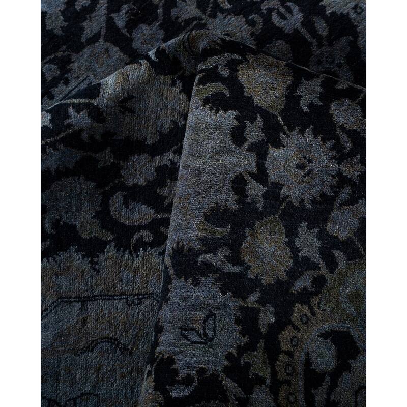Overton Hand Knotted Wool Vintage Inspired Modern Contemporary Overdyed Gray Area Rug - 8' 10" x 16' 7"