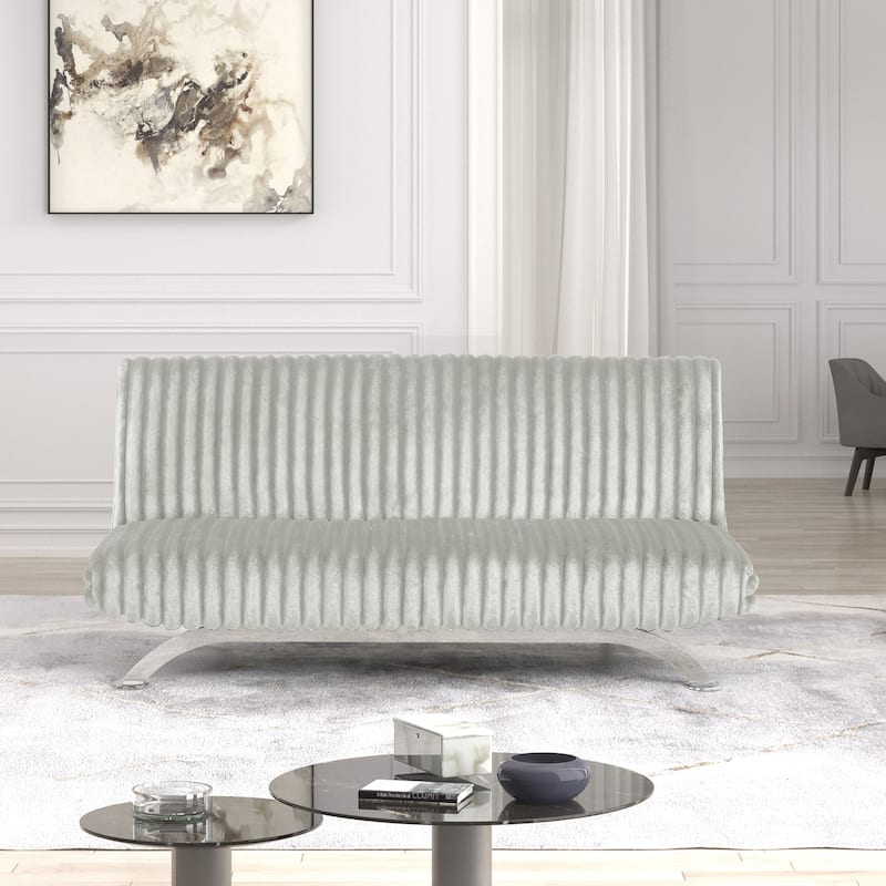 Furniture of America Draper II Modern Chenille Channel Tufted Fabric Futon Sofa Bed