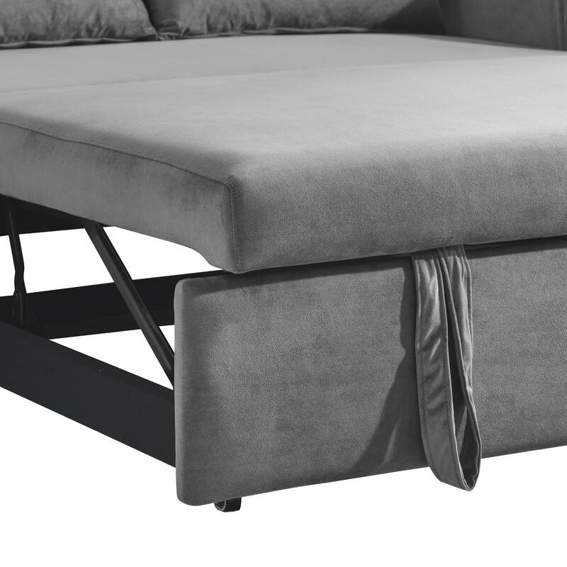 Multifunctional Pull-Out Sofa Bed, Convertible Sleeper Sofa Bed with Storage Bag, Upholstered Armsofa for Bedroom