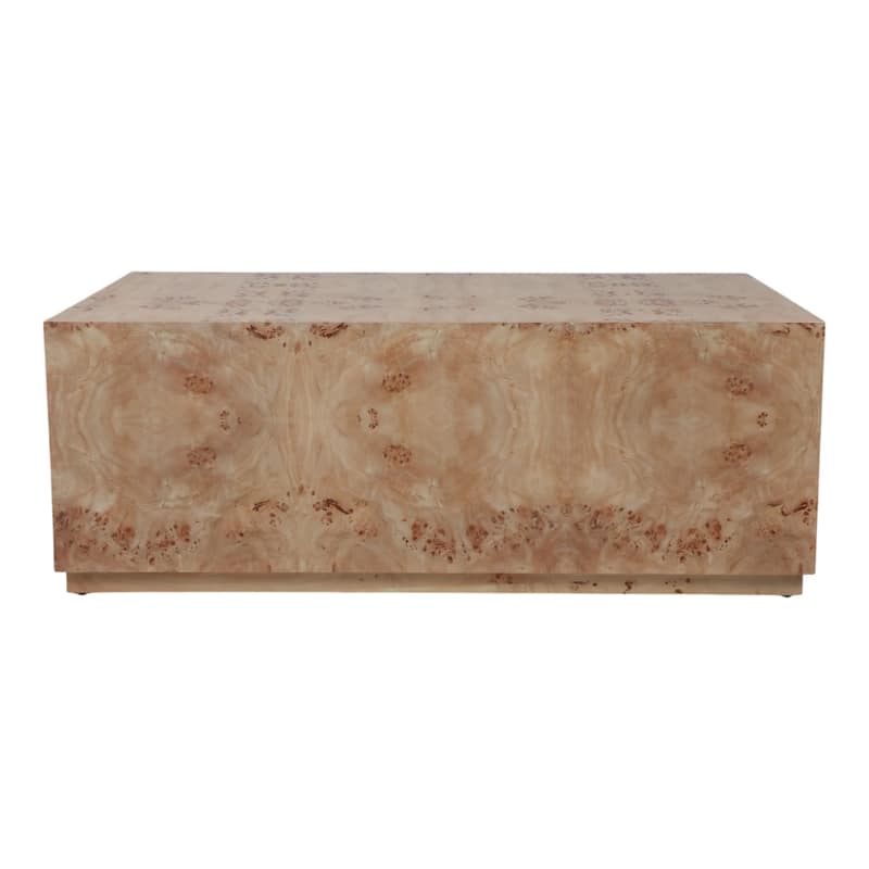 Wood Rectangular Coffee Table Modern Burl Grain Block Design - 18" Tan - 47" x 23.75" x 17.75"