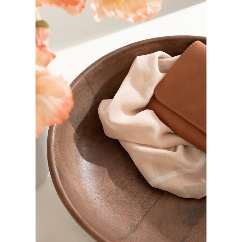 Kate and Laurel Rooks Ribbed Wood Bowl - 12x12x5