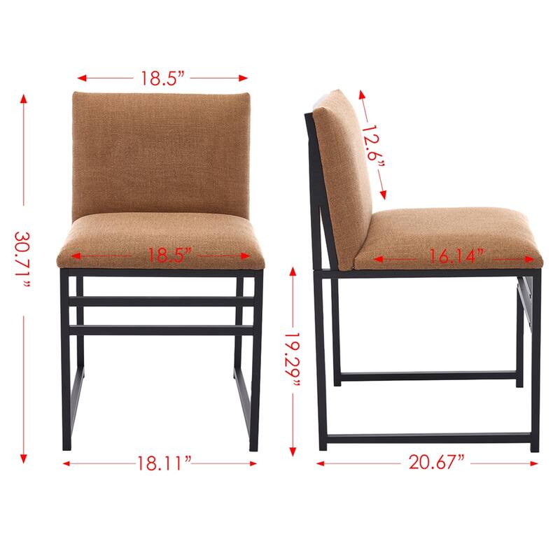 Modern Dining Chairs set of 2,Upholstered Linen Cushions and Backrest