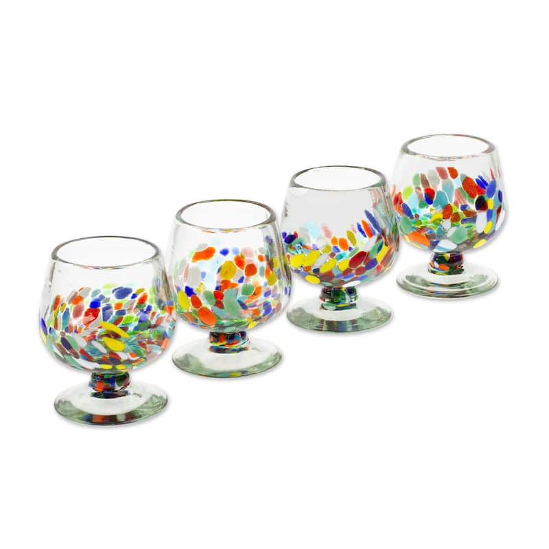 Novica Handmade Chromatic Ceremony Handblown Glass Goblets (Set Of 4)