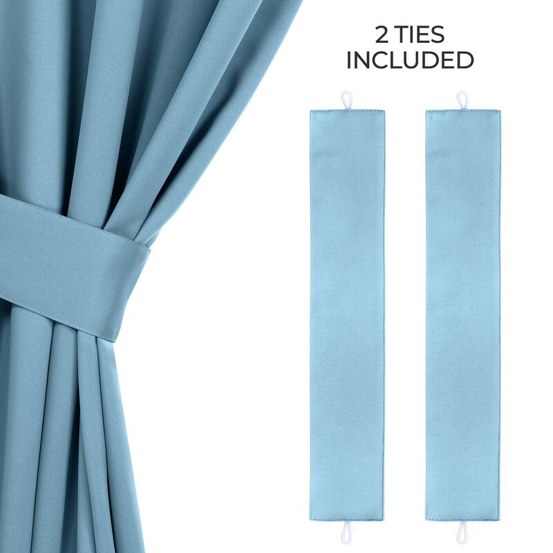 Superior Solid Machine Washable Room Darkening Blackout Curtains with Back Tabs, Set of 2