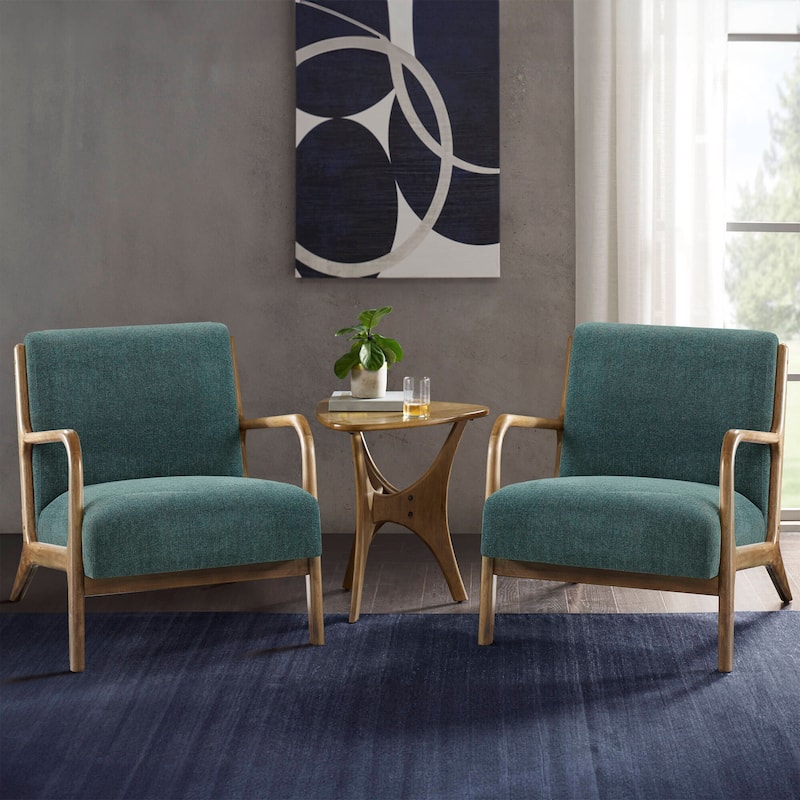 INK IVY Novak Mid Century Modern Accent Armchair - Set of 2 - Teal