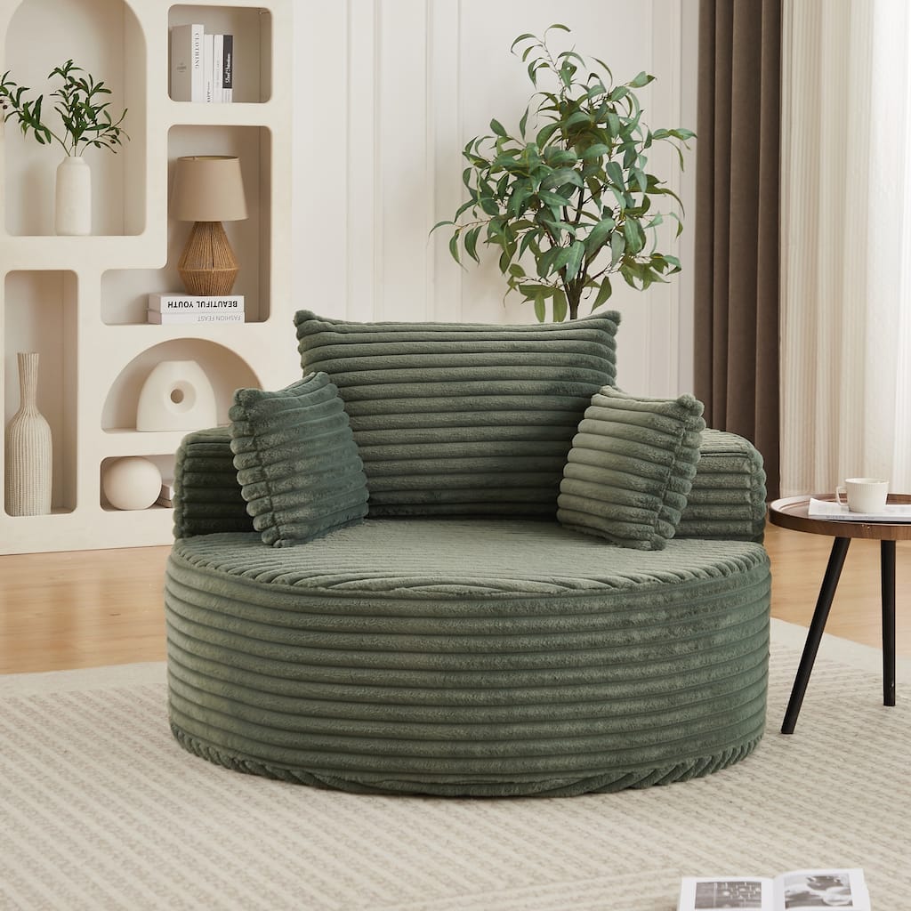 Corduroy Sponge single sofa,No Assembly Required,Fluffy Modern Sleeper Chair for Living room, Bedroom
