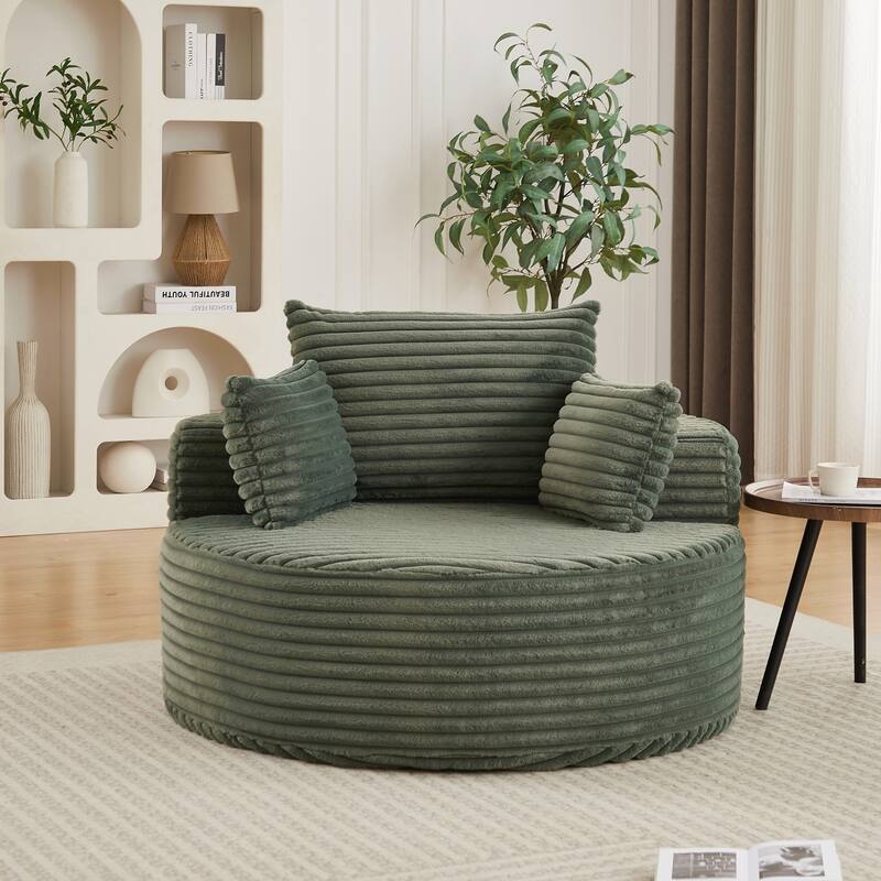 Corduroy Sponge single sofa,No Assembly Required,Fluffy Modern Sleeper Chair for Living room, Bedroom