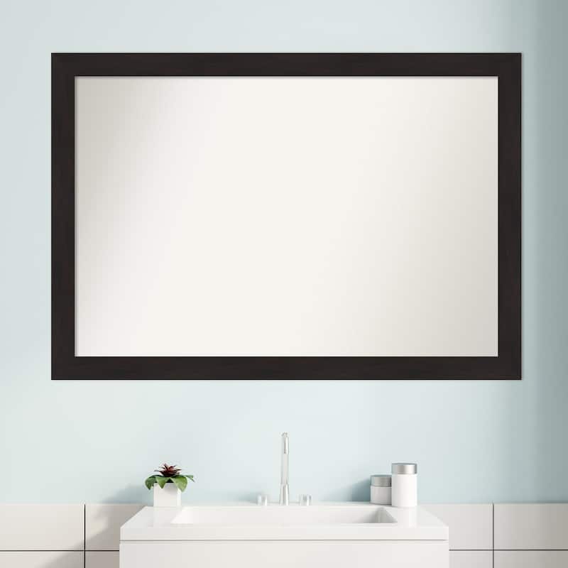 Non-Beveled Bathroom Wall Mirror - Furniture Espresso Narrow Frame