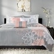 preview thumbnail 9 of 17, Madison Park Brianna 6 Piece Printed Cotton Quilt Set with Throw Pillows Grey/Peach - Full - Queen