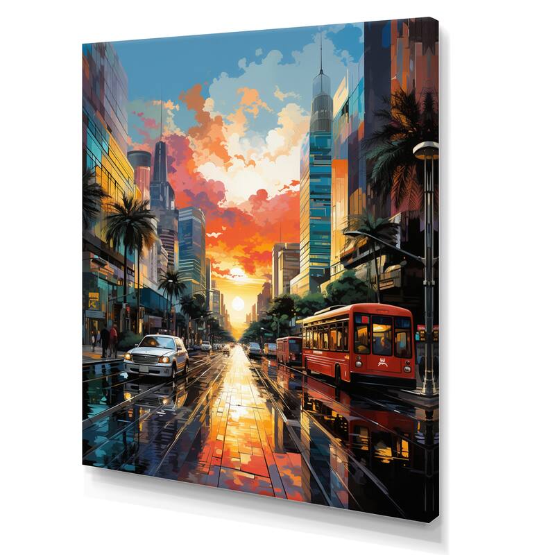 Designart "City Phoenix Popart II" Phoenix Canvas Wall Art