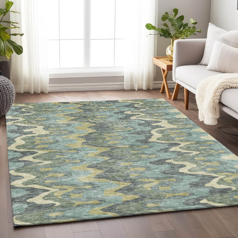 Premium Washable Super Soft Abstract Stripes Mayfield Rug - Sage - 5' x 7' 6" - Rectangle