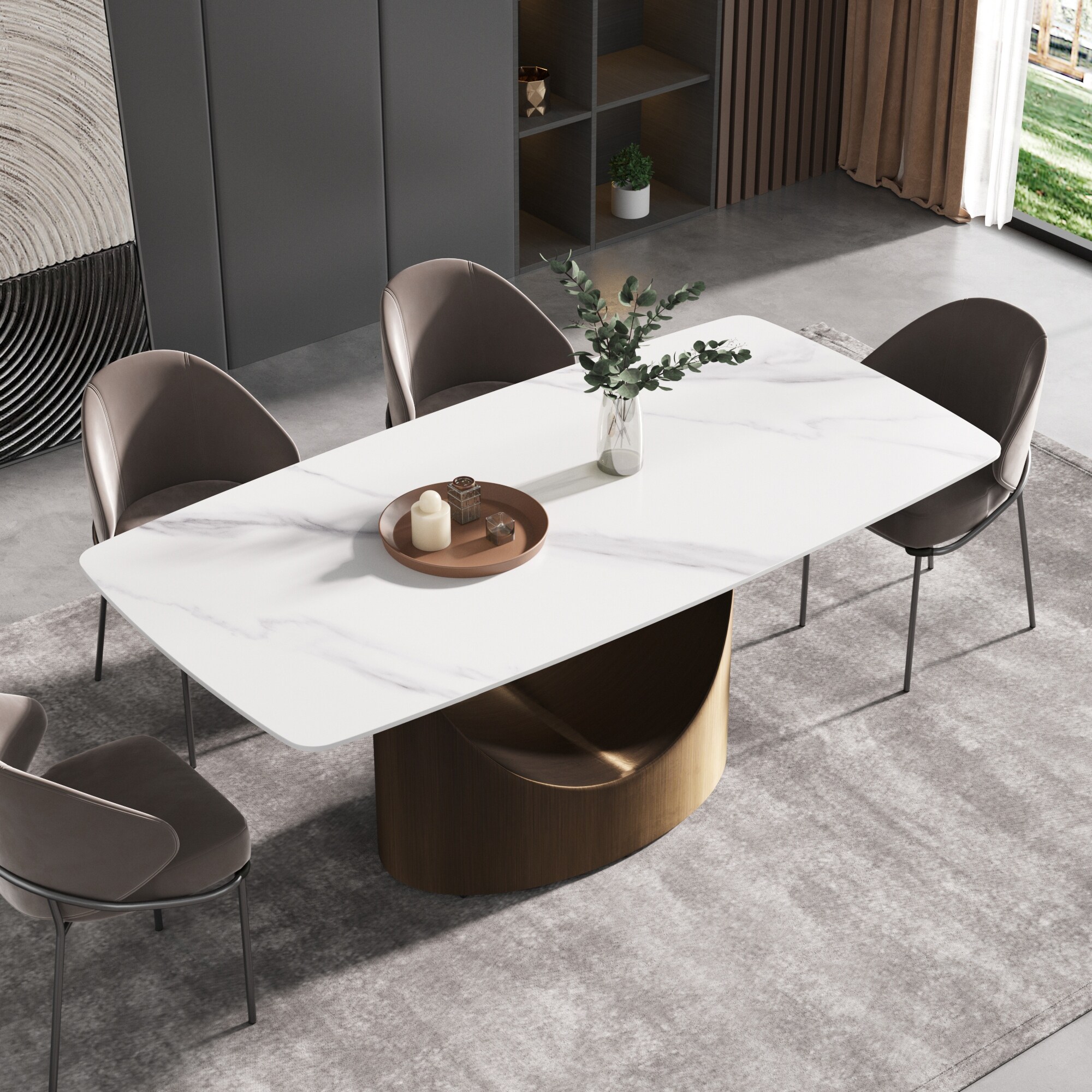 71'' Modern Rectangular Sintered Stone Dining Table - On Sale