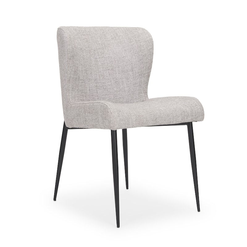 HomeRoots Gray and Black Upholstered Fabric And Metal Wing Back Dining Side Chair - 25 in. x 32.5 in. x 19.75 in.