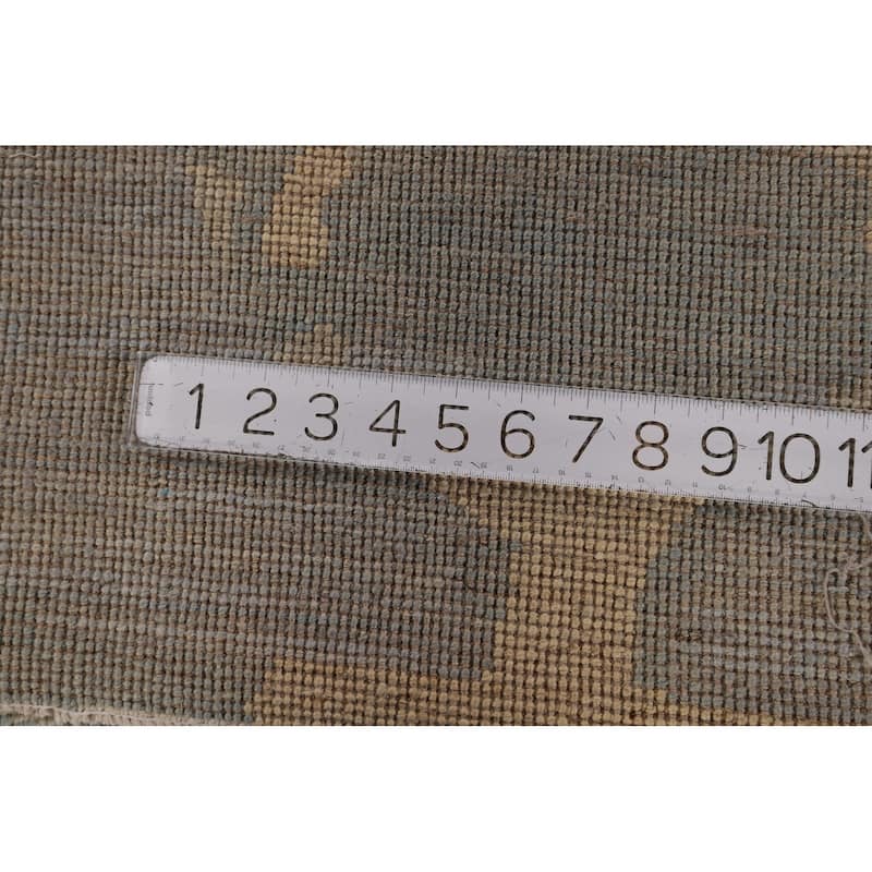 Vegetable Dye Floral Oushak Turkish Rug Hand-Knotted Wool Carpet - 9'6" x 11'11"