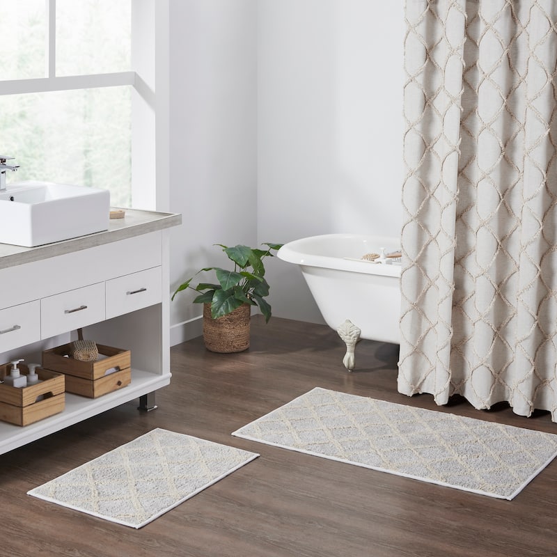 Frayed Lattice Oatmeal Tan Bathmat by VHC 20x30