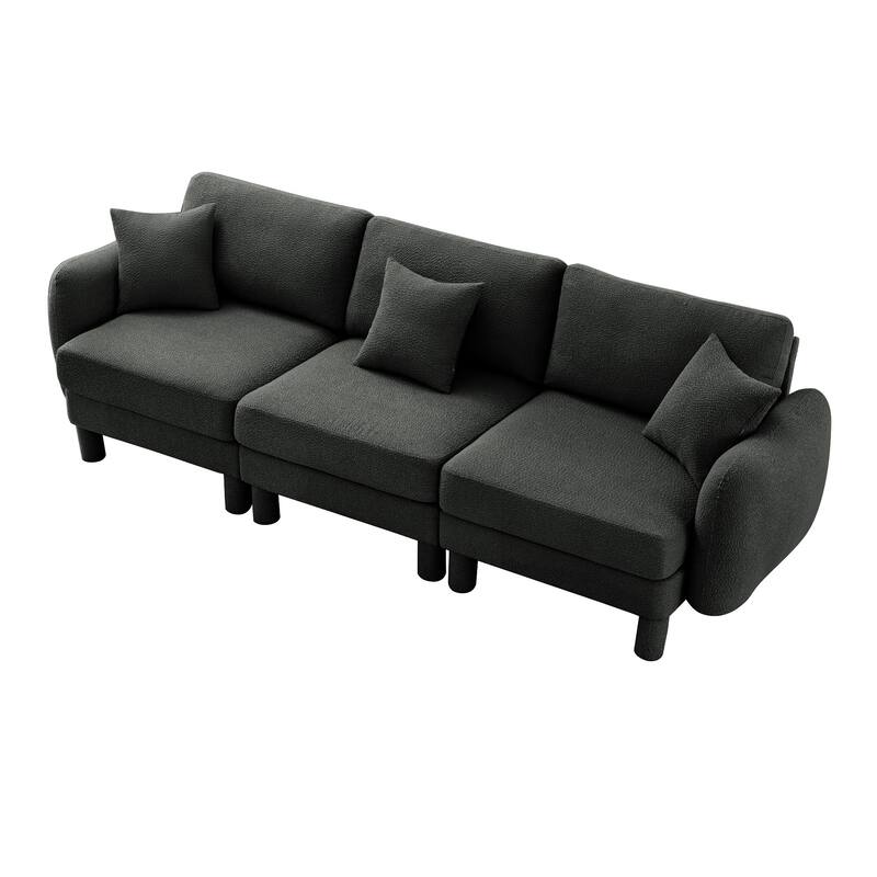 109.4" 3-Seater Modern Upholstered Sofa Couch, Deep-Seat Sectional Sofa with Shell-Shaped Armrests, Leisure Sofa for Living Room