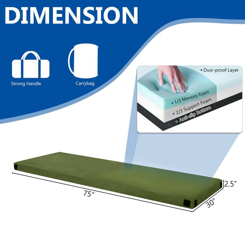 Memory Foam Camping Mattress,2.5in Portable Floor Mat for Sleeping Mat Roll Up Floor Mattress Foldable Backpacking